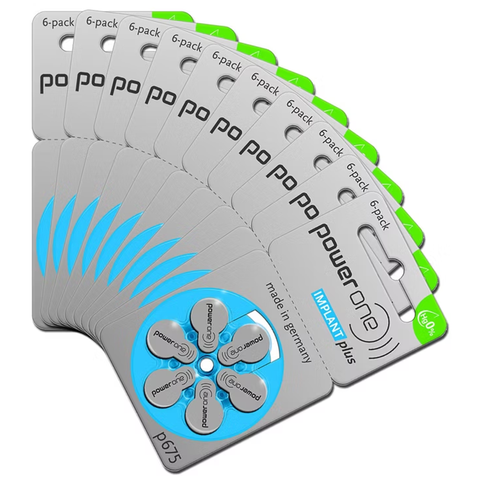 60 x Power One Implant Plus p675 Batterien für Cochlea-Implantate